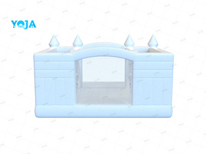 Château gonflable de luxe blanc pour enfants, aire de jeux intérieure commerciale, salle de jeux à thème pour anniversaires, avec toboggan - Product Image 4