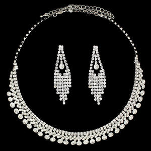 Conjunto de Joyería de Diamantes con Cadena de Garras para Novia, Collar y Pendientes, Accesorios de Boda para Mujer, Venta Caliente - Product Image 1