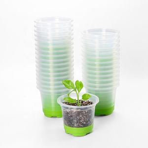 Pot de plantes rond en plastique transparent de 4 pouces <span class=keywords><strong>Pots</strong></span> de semis réutilisables pour la maison et le jardin - Product Image 1