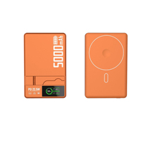 Batterie externe magnétique sans fil à charge rapide 20W PD, chargeur portable en alliage d'aluminium avec support de téléphone intégré