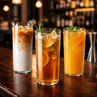 Verre classique en borosilicate de 10 à 16 oz, transparent, droit, pour café glacé, jus, cocktails, restaurants et bars