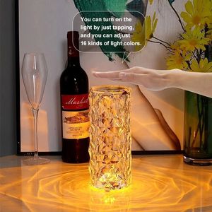 <span class=keywords><strong>Tactile</strong></span> cristal lampe de table bureau éclairage intérieur luxe Rose capteur Rechargeable Usb rvb décoration décor à la maison Led chambre veilleuse - Product Image 2
