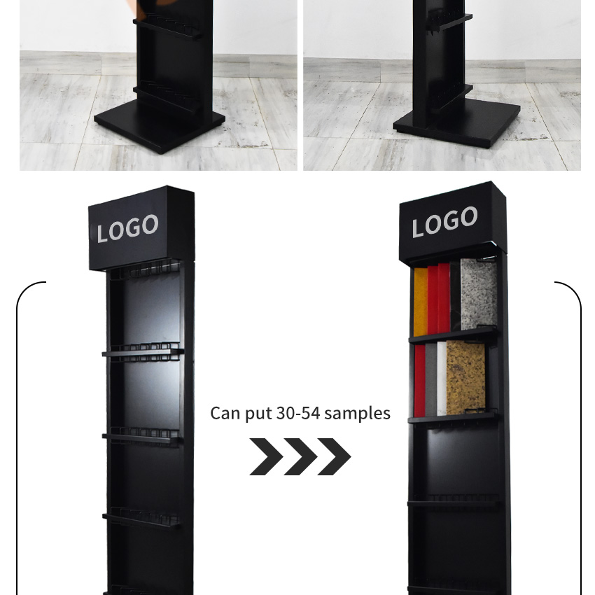 Tsianfan Custom Showroom Floor Quartz Stand Stone Sample Frame Artificial Tower Tile Display Rack Standing Marble Display Stand