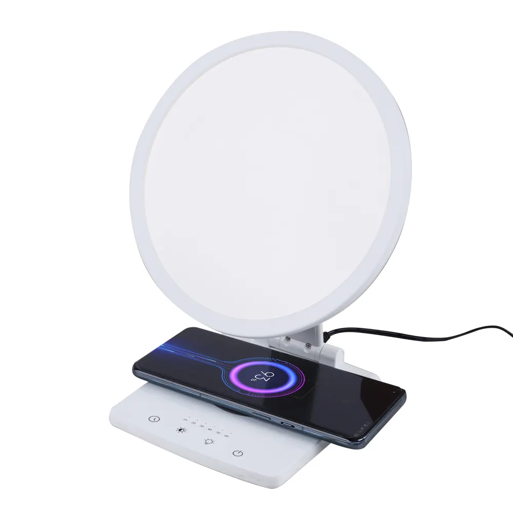 Foldable LED UV Free Sad Light Therapy Sunlight Lamp 10000 Lux For Mobile Phone Fast Wireless Charger For Kids Adults
