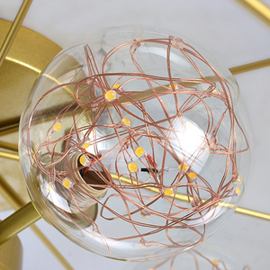 Plafonnier nordique de luxe Starlight, 80cm, design à 6 lumières, abat-jour en verre dépoli, finition dorée, éclairage romantique pour chambre à coucher et salon - Product Image 4