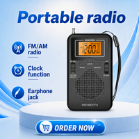 Pabrik CE FCC OEM ODM Logo Kustom Jam Alarm Digital AM FM Layar LCD Isi Ulang USB Radio Mini Saku Ringan