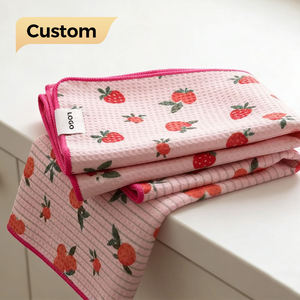 Ujoy Gift - Serviette de cuisine en microfibre gaufrée à motif floral imprimé numériquement - Écologique, séchage rapide, personnalisable OEM - Product Image 1