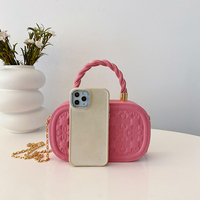Sac à main rigide ovale gaufré avec poignée tressée et chaîne en PU, sac bandoulière pour femme, idéal pour les soirées