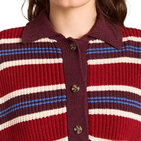 Pull-over Polo Rayé Vintage 100% Coton pour Femme, Coupe Décontractée, Tricot Côtelé à Demi-Boutons, Style Preppy, Automne Hiver, Vente en Gros Personnalisée