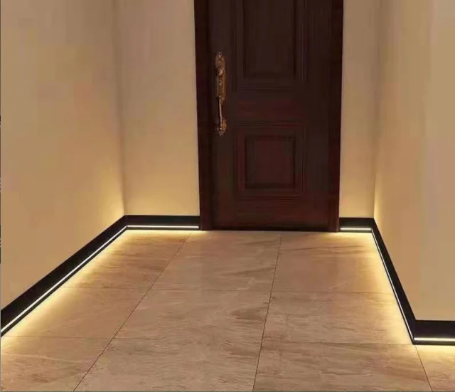 10010 New Design Wide Black Color Led Skirting Aluminum Profile For Indoor Wall Decoration · image 1