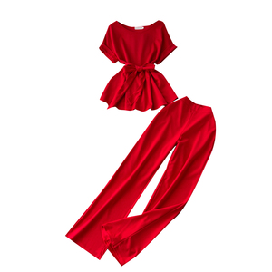 Grande Taille Vintage Lâche 2 Pièces <span class=keywords><strong>Ensemble</strong></span> Pour Femmes O-Neck <span class=keywords><strong>Tunique</strong></span> Top Et Taille Haute <span class=keywords><strong>Pantalon</strong></span> <span class=keywords><strong>Ensemble</strong></span> Jogging Costumes En Gros - Product Image 5