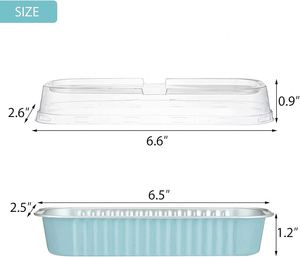Sky Blue Mini Loaf with Lids Individual Cake Disposable Portable Stackable, 6.8Oz <b>Aluminum</b> Pans Tins, Dessert Cups Party - Product Image 2