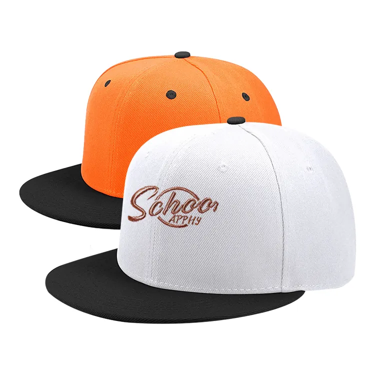 כובע היפ הופ מותאם אישית 6 פאנל לוגו רקום כובע כותנה בד כותנה מובנה כובע היפ הופ בשני גוונים