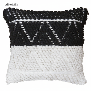 Diseñador Boho 24X24 Throw Pillow Covers Hecho a mano Patrón geométrico moderno Funda de cojín de algodón Técnica tejida - Product Image 1