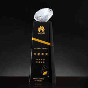 Regalos de recuerdo de alta calidad Premio de trofeo de cristal negro personalizado con diamante transparente - Product Image 6