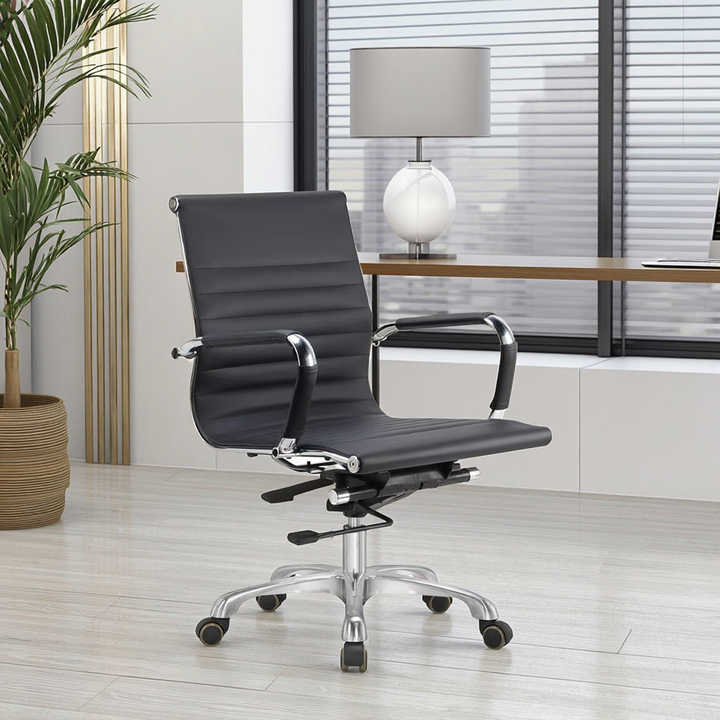 PU Manager Complete Simple Cheap Leather Chair Executive Ripple Black Leather Office Furniture Chair