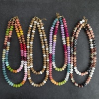 Collier de perles en pierre naturelle véritable, personnalisé, coloré, à superposition, avec perles abacus rondes et perles baroques, bijoux en pierres précieuses pour boutiques