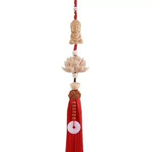 Pendentif Bouddha de la Paix en Bois de Buis, Ornement Créatif Lotus pour Intérieur de Voiture, Décoration de Rétroviseur, Style Traditionnel Chinois - Product Image 5