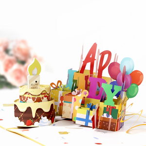 Cartões de Aniversário Personalizados em Papel 3D Feitos à Mão com Corte a Laser, Impressão Offset, Design Pop-up e Verniz Fosco - Product Image 1