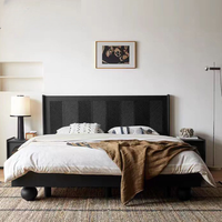 Lit double moderne en chêne massif de style français vintage, cadre de lit king-size rétro de luxe à profil bas, personnalisable OEM