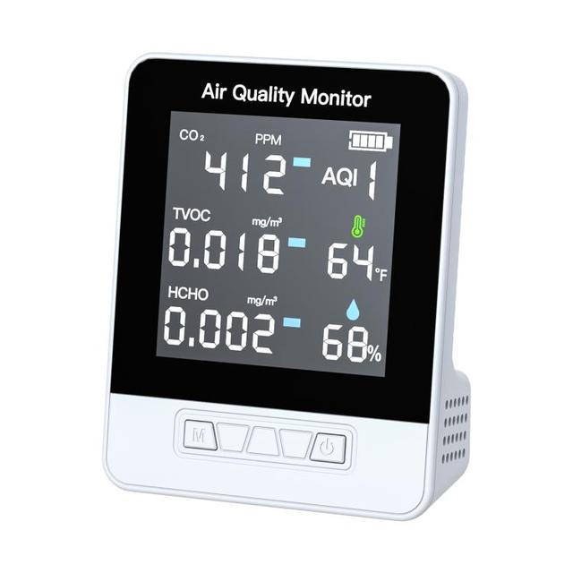 DA10 6-in-1 Smart Air Quality Monitor with 2.8-inch LCD Screen(White)