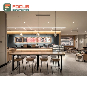 Illuminated Coffee Display Cabinet Wood Glass Front Merchandise <b>Shelf</b> Area Storefront Coffee Cabinet - Product Image 1