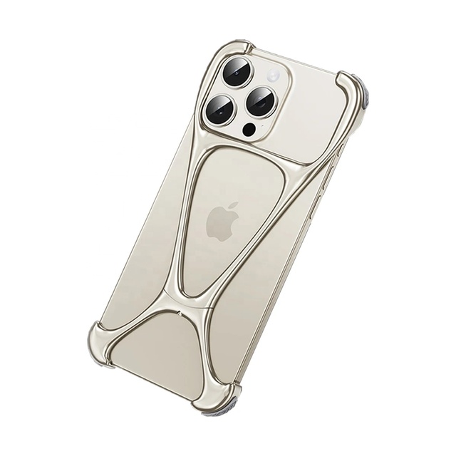 Alloy Phone Case for iPhone 14 13 15 Pro Max Rimless Hollow Heat Dissipation Shell Shockproof Bumper Metal Anti-fall Cover