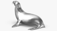 Lion de mer Statue Argent Polystone