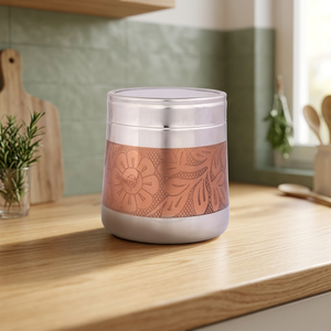 Boîte alimentaire ronde en acier inoxydable, hermétique, motif oriental sculpté, 1 couche, pour conserver la fraîcheur - Product Image 3