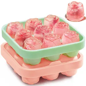 3D Rose Ice Molds Ice Cube Tray Flower Shaped Ice Cube Making Mold Food  Grade Silicone Big Ice Ball Maker kitchen accessories