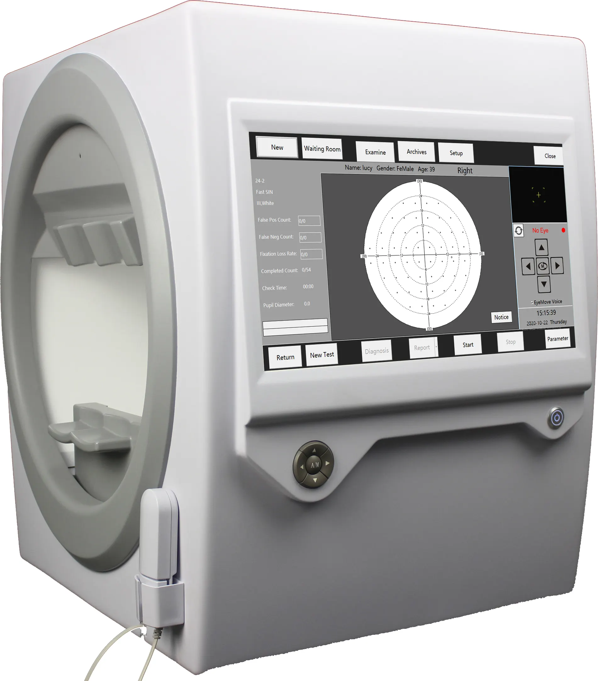 Офтальмология Goldman, электрическое оборудование для наблюдения за глазами, визуальный полевой анализатор автопериметра