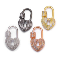 SHUOKE Fermoir en forme de cœur en cuivre plaqué, accessoires de bijouterie DIY pour collier/boucles d'oreilles, matériel élégant pour cadeau