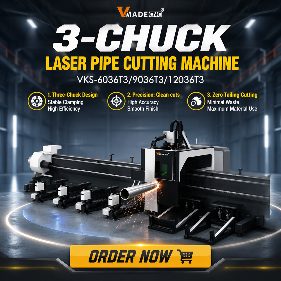 Three Chuck Fiber Laser Pipe Cutting Machine 6000mm 9000mm Metal Tube ...