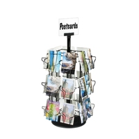 Présentoir rotatif de comptoir moderne en métal à 3 niveaux et 24 poches pour cartes de vœux, cartes postales, autocollants et publicités