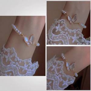 Pulsera de Perlas de Agua Dulce con Incrustaciones de Mariposas, Regalo de Cumpleaños y Día de San Valentín para Mujer, Colgantes y Dijes de Nácar - Product Image 4