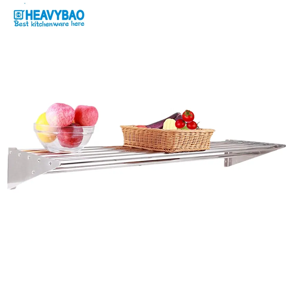 Heavybao Hot Selling Saving Space Stainless Steel Wall Mounted Shelf Tube Type For Kitchen