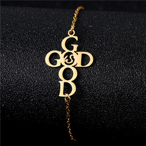 Bracciale Unisex in Acciaio Inossidabile <span class=keywords><strong>con</strong></span> Incisione 'Grace God Faith', Stile Europeo e Americano, Placcato, Regalo - Product Image 4