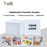 Sous-verre en céramique à sublimation vierge carré blanc avec dos en liège, logo personnalisé, vente en gros Topjlh