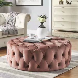 <span class=keywords><strong>Pouf</strong></span> ottoman Chesterfield rond moderne de haute qualité en velours, repose-pieds pour salon, tabouret de canapé, chaise en tissu - Product Image 2