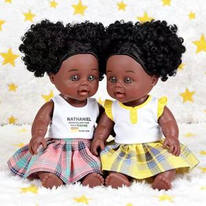 Muñeca Reborn Afroamericana de 25 cm, de Piel Negra, Cuerpo Completo de Silicona y Vinilo, Juguetes para Niñas, Muñeca Reborn de Silicona Negra - Product Image 1