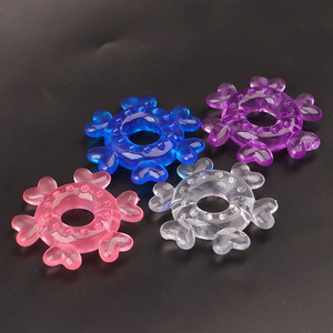 Anillo Vibrador de Silicona en Forma de Corazón, Juego de Anillos para Pene en Rosa, Transparente, Morado y Azul, de Goma Suave, Juguete Sexual para Adultos - Product Image 2