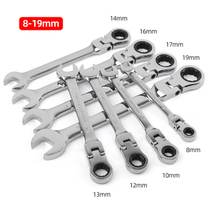 Set di Chiavi Combinate a Cricchetto Flessibili YUHANG in Acciaio al Cromo Vanadio, 72 Denti, 6 Punte, Imperiali/Metriche 8-19mm, 42-45 HRC, Fai-da-Te OEM - Product Image 4