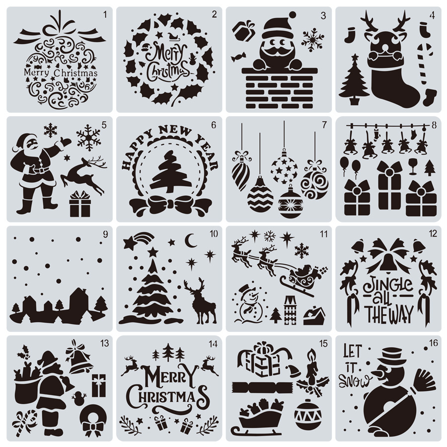 Hot Koop Decorating Milieuvriendelijke Herbruikbare Plastic Kerst Stencils Template