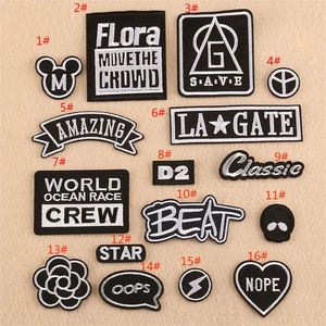 Simple Style Embroidery White Black Letter Patch for Clothing - Product Image 2