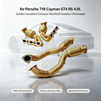 Colector de Escape de Acero Inoxidable de Alta Calidad con Protector Térmico Dorado + Sistema de Tubo de Bajada para Porsche 718 Cayman GT4 RS 4.0L