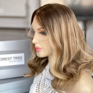 Alta calidad 100% europeo medio suelto onda judía cabello humano virgen grado Rubio transparente para encaje peluca Kosher sin pegamento - Product Image 1