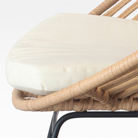Fauteuil d'extérieur moderne et minimaliste en rotin PE tressé, résistant à l'eau, avec structure triangulaire en fer, anti-UV, couleur kaki
