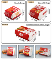 Caja de Hamburguesas Desechable de Papel Kraft Reciclable para Comida para Llevar, Empaque de Comida Rápida, Moderna Caja de Hamburguesas Negra con Logotipo