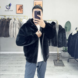 도매 럭셔리 디자인 남성 겨울 코트 맞춤형 따뜻한 후드 천연 밍크 모피 재킷 - Product Image 1