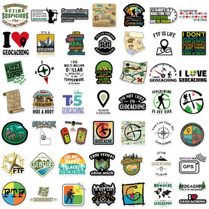 50 pièces Geocaching – autocollants Graffiti de <span class=keywords><strong>chasse</strong></span> <span class=keywords><strong>au</strong></span> <span class=keywords><strong>trésor</strong></span> en plein air pour bouteille d'ordinateur portable, autocollant imperméable personnalisé d'aventure - Product Image 3